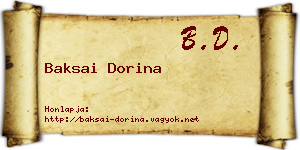 Baksai Dorina névjegykártya